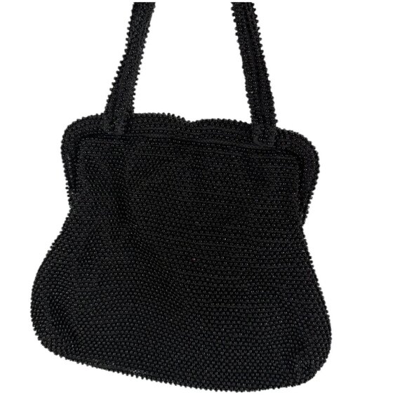 Stunning Vintage 1950's Black Corde Bead Cavier Evening bag Purse - Picture 4 of 15